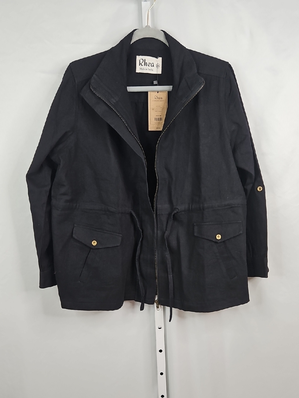 Rhea Everleigh Black Cargo Utility Jacket with Drawcord Waist NWT L/XL